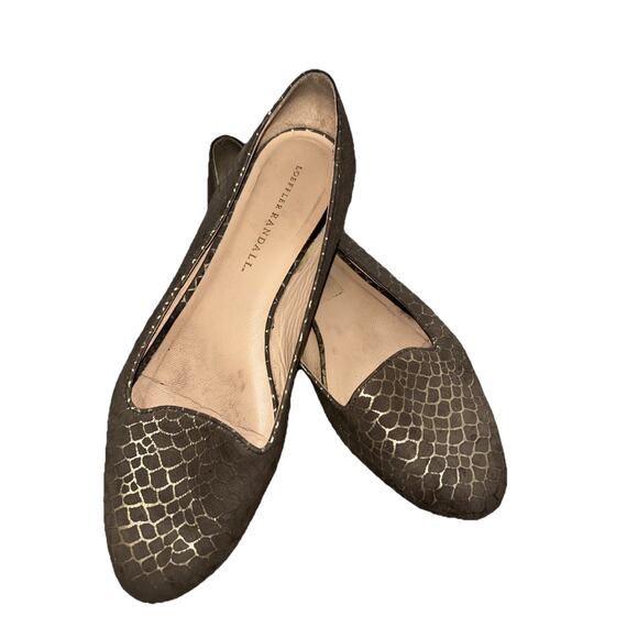 LOEFFLER RANDALL Women’s Flat Brown Gold Snake Pattern almond toe Sz 9 - Picture 3 of 9